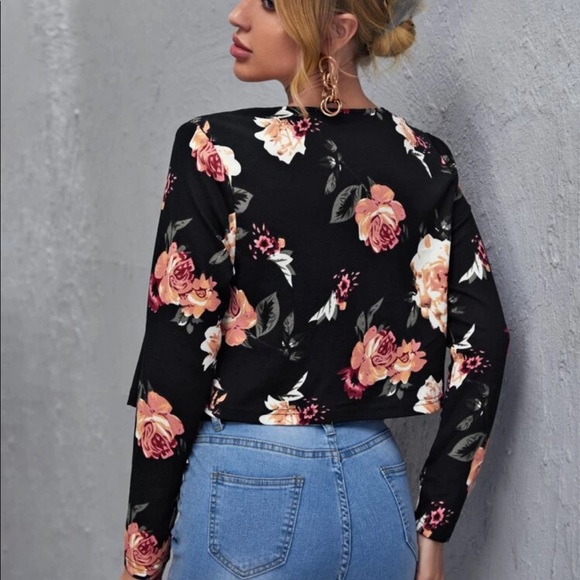 SHEIN Floral Print Open Front Jacket size M - Picture 3 of 3